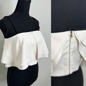 Cherryboom Studio Off White Multi Layered Crop Top (M)